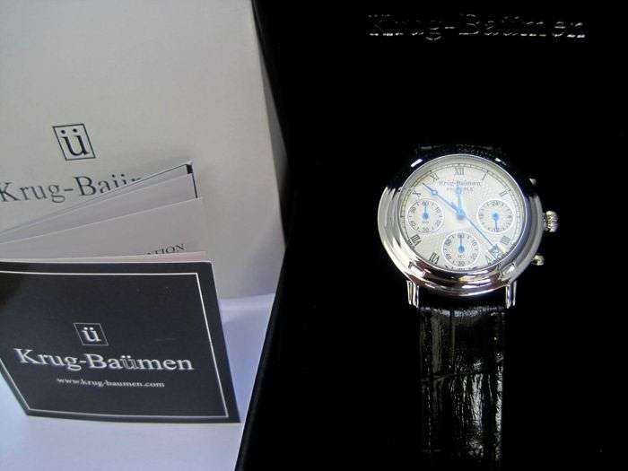 NEW Krug Baumen Ladies Principle Classic Black Leather Strap Steel Watch £490