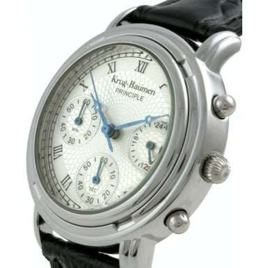 NEW Krug Baumen Ladies Principle Classic Black Leather Strap Steel Watch £490