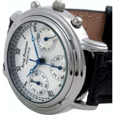 NEW Krug Baumen Ladies Principle Classic Black Leather Strap Steel Watch £490