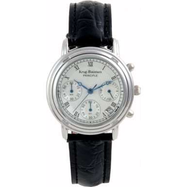 NEW Krug Baumen Ladies Principle Classic Black Leather Strap Steel Watch £490