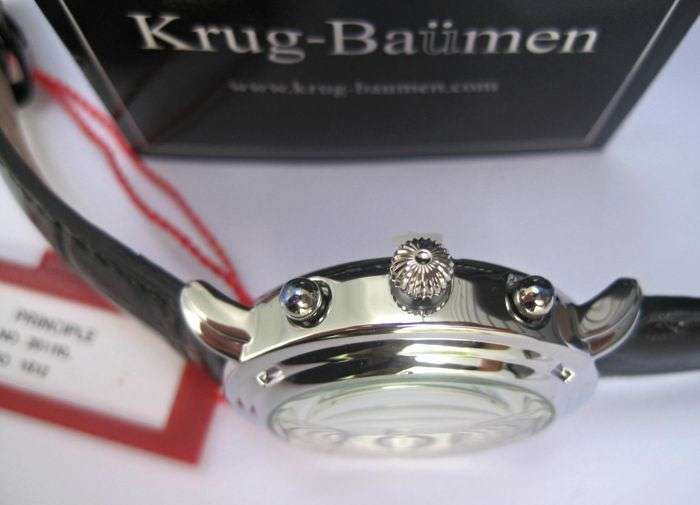 NEW Krug Baumen Ladies Principle Classic Black Leather Strap Steel Watch £490