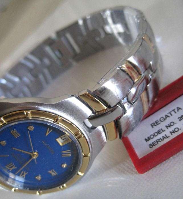 NEW RRP £605 Krug Baumen MEN Regatta 4X Genuine Diamond Blue Dial Two Tone Watch