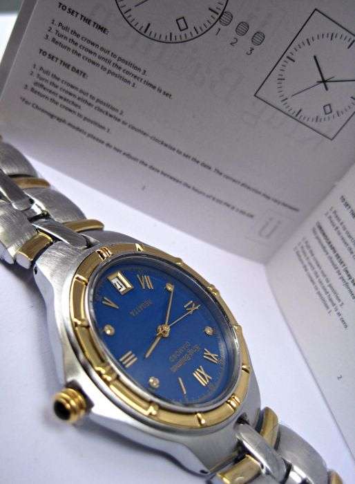 NEW RRP £605 Krug Baumen MEN Regatta 4X Genuine Diamond Blue Dial Two Tone Watch