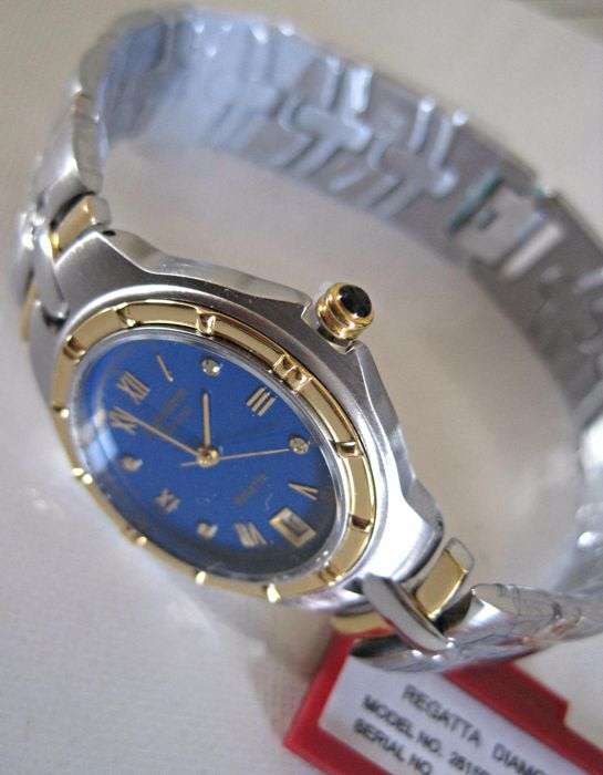 NEW RRP £605 Krug Baumen MEN Regatta 4X Genuine Diamond Blue Dial Two Tone Watch