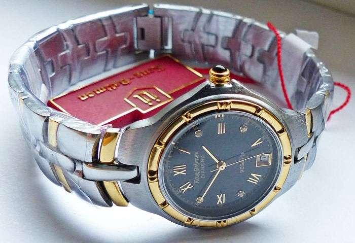 RETAIL: R10,097 Krug Baumen LADIES Regatta 4X Genuine Diamond Black Dial Two Tone Watch