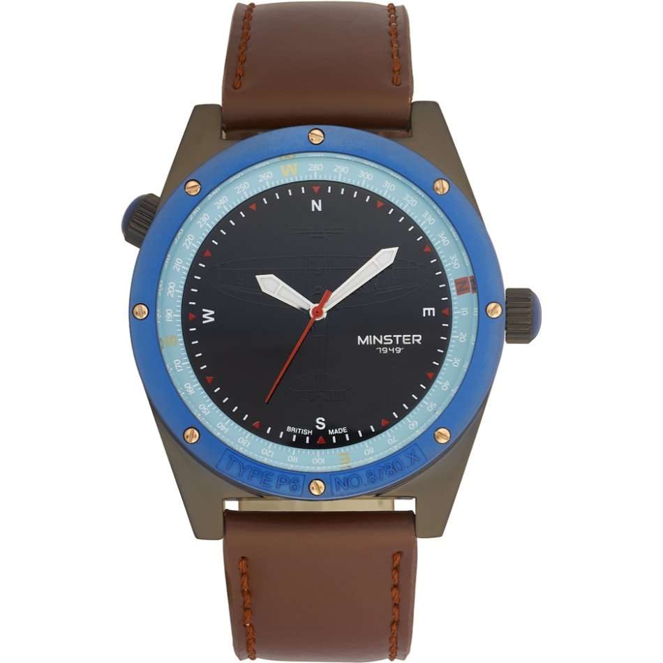 Minster 1949 BRITSH MADE Mens Fryston Brown Leather Strap Watch