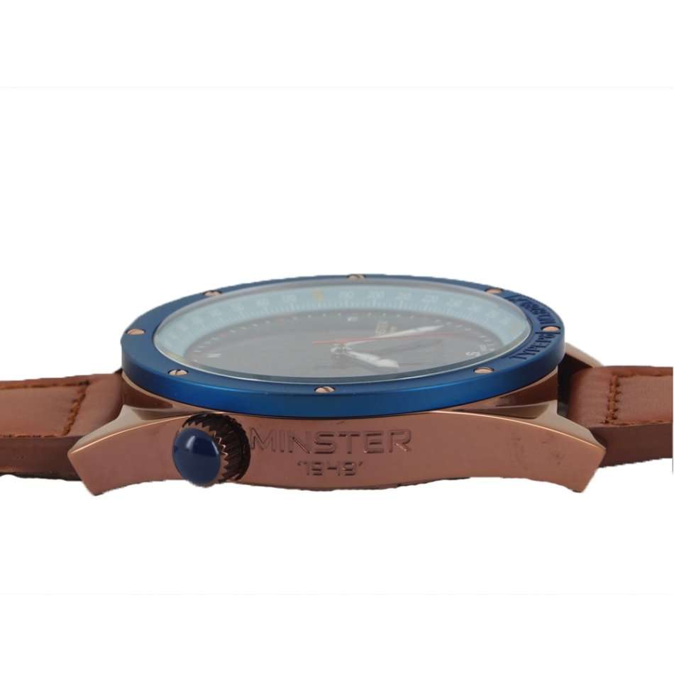 Minster 1949 BRITSH MADE Mens Fryston Brown Leather Strap Watch