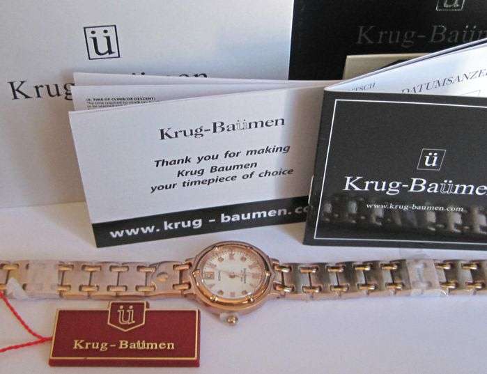 NEW RRP £585 Krug Baumen Ladies Charleston 4 Diamond White Dial Rose Gold Watch