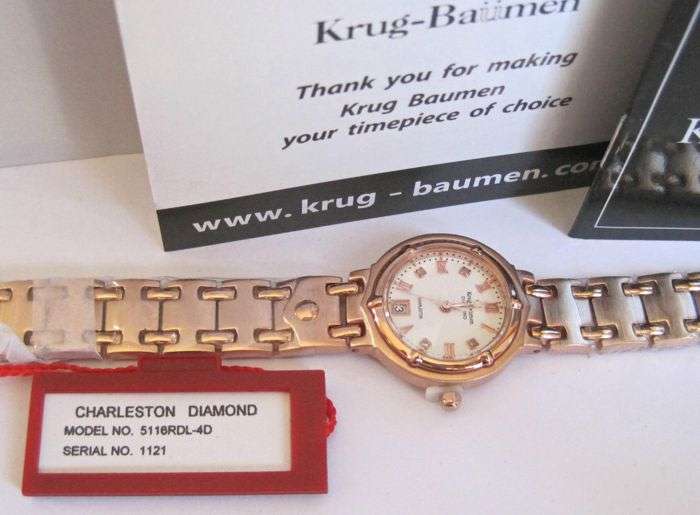 NEW RRP £585 Krug Baumen Ladies Charleston 4 Diamond White Dial Rose Gold Watch