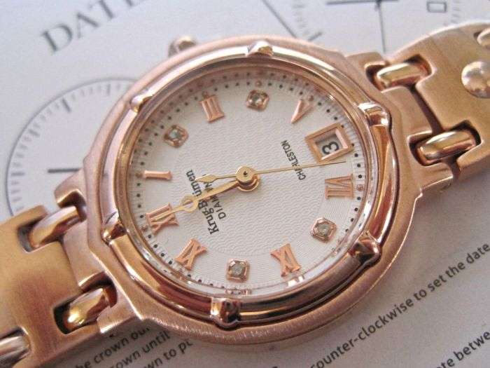 NEW RRP £585 Krug Baumen Ladies Charleston 4 Diamond White Dial Rose Gold Watch