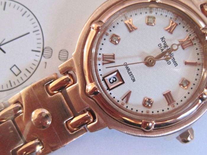 NEW RRP £585 Krug Baumen Ladies Charleston 4 Diamond White Dial Rose Gold Watch