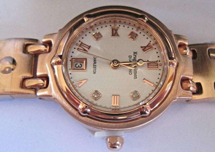 NEW RRP £585 Krug Baumen Ladies Charleston 4 Diamond White Dial Rose Gold Watch