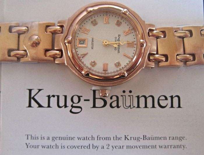 NEW RRP £585 Krug Baumen Ladies Charleston 4 Diamond White Dial Rose Gold Watch