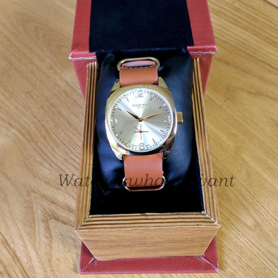 Minster 1949 BRITISH MADE Mens Burlingham Brown Leather Strap Watch