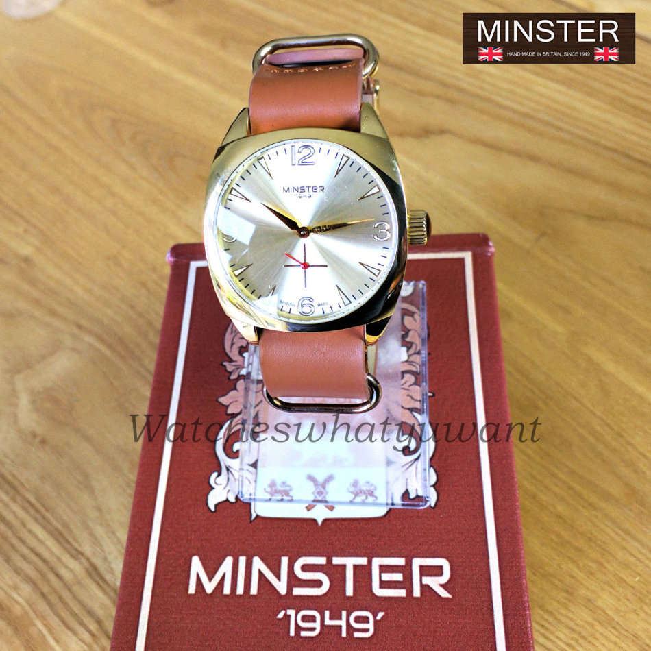 Minster 1949 BRITISH MADE Mens Burlingham Brown Leather Strap Watch