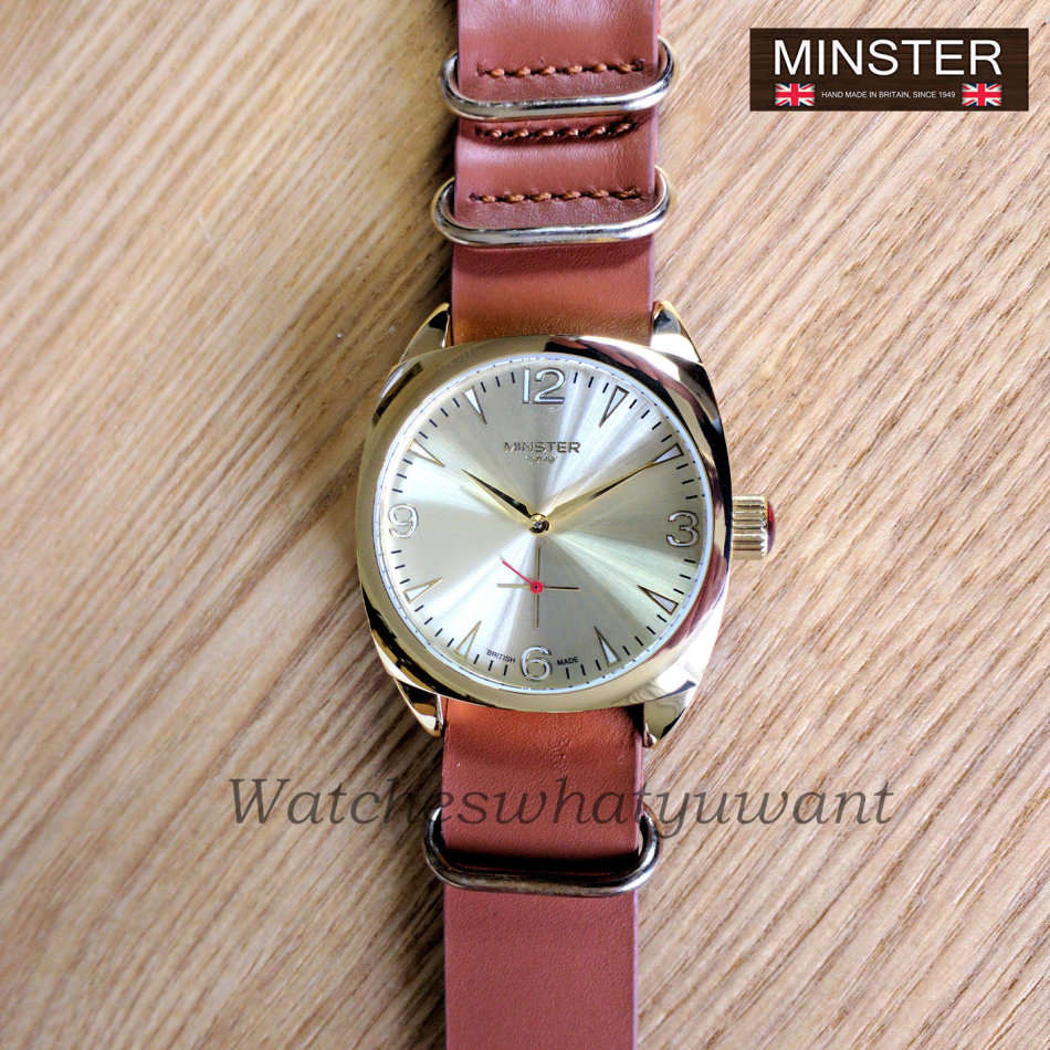 Minster 1949 BRITISH MADE Mens Burlingham Brown Leather Strap Watch