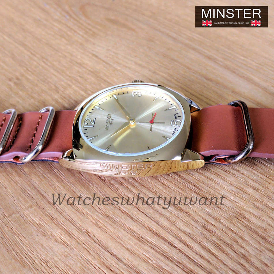Minster 1949 BRITISH MADE Mens Burlingham Brown Leather Strap Watch
