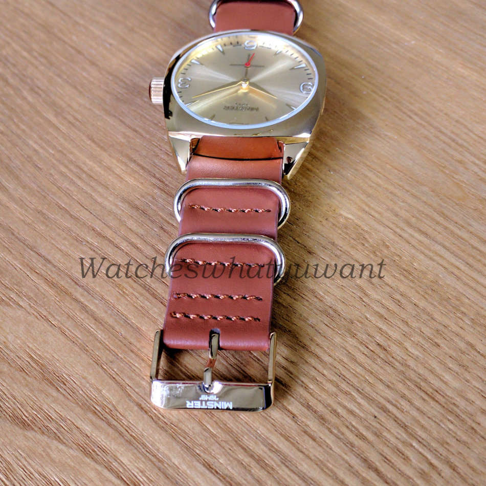 Minster 1949 BRITISH MADE Mens Burlingham Brown Leather Strap Watch