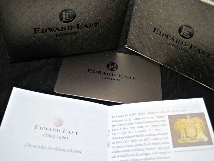 RRP: £490.00 Edward East Moon Phase Mens Black Leather Strap Watch