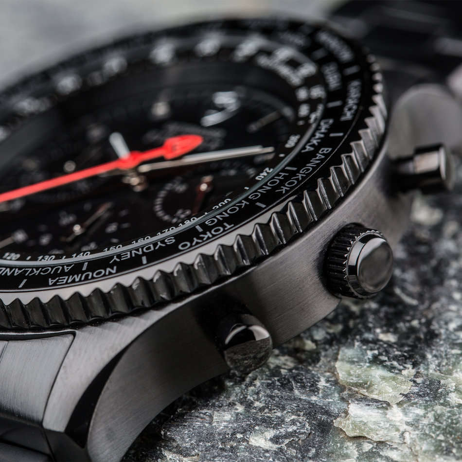 DETOMASO Firenze Mens Wrist Watch Chronograph Stainless Steel Black Sport New