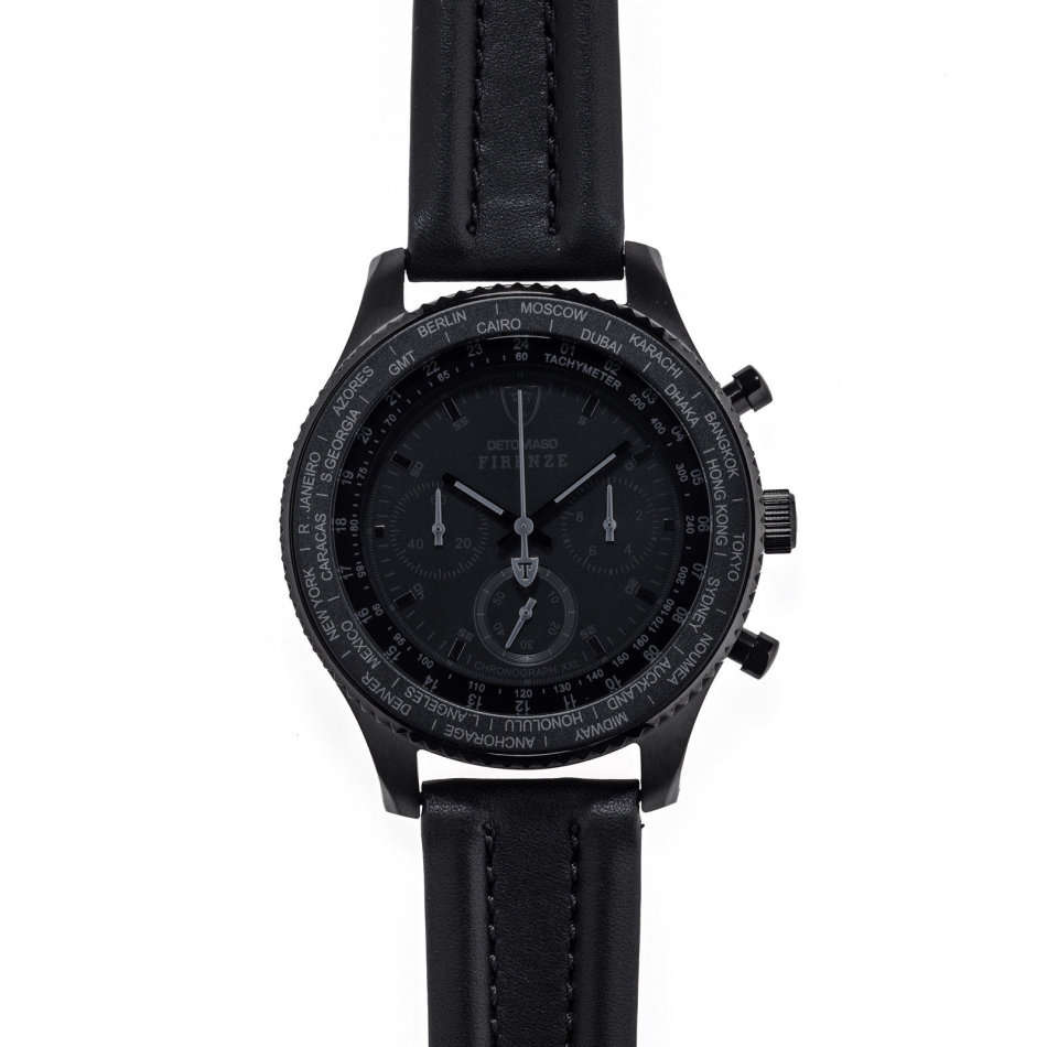 DETOMASO FIRENZE XXL Mens Wrist Watch 48mm Casing Black Red Chronograph New