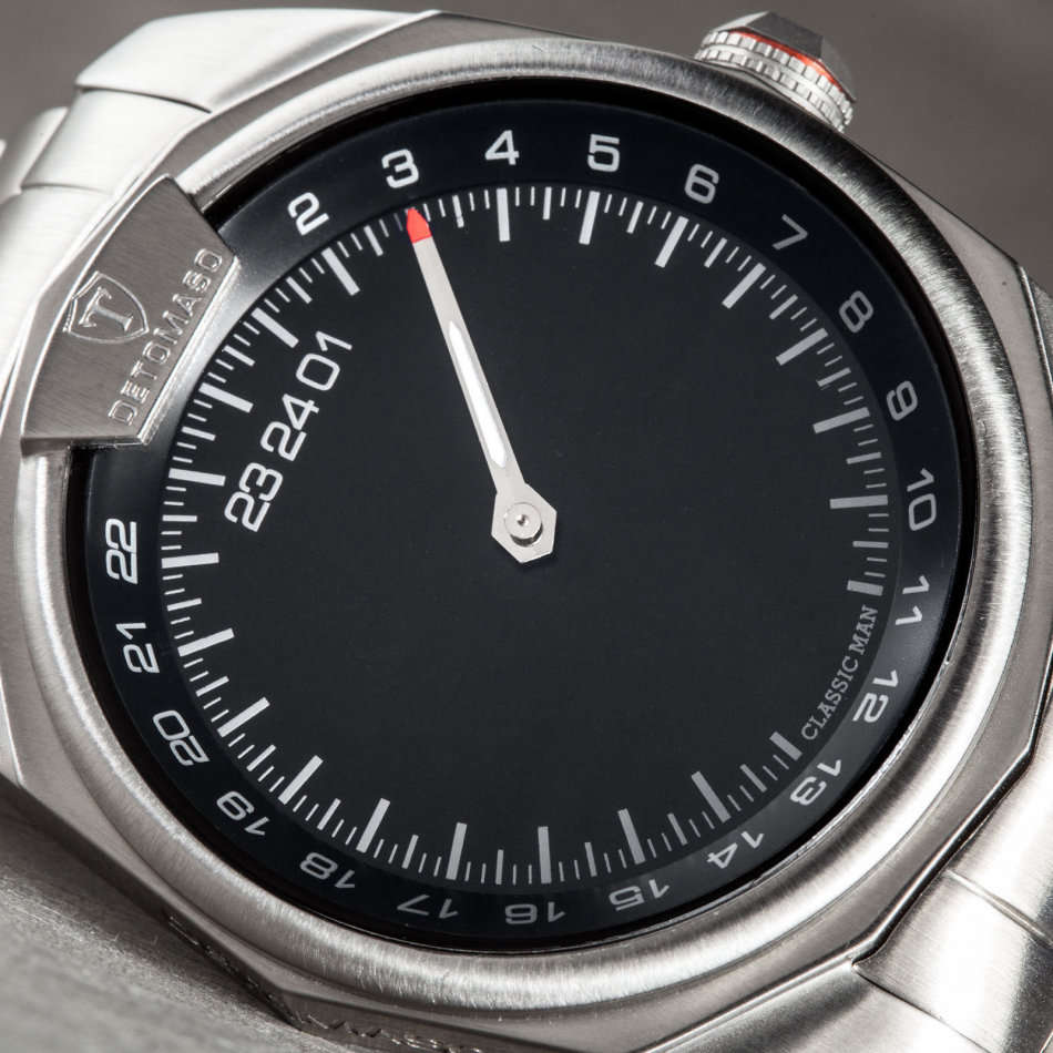 DETOMASO SWISS CLASSIC MAN 24h One Hand Mens Wrist Watch Silver Sapphire Glass New