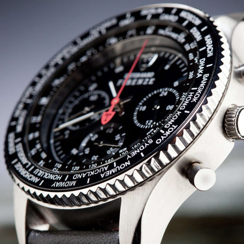 DETOMASO Firenze Mens Wrist Watch Sport Chronograph Stainless Steel Black Leather watch