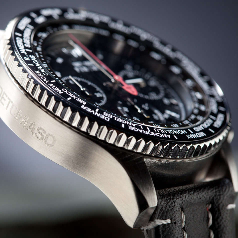 DETOMASO Firenze Mens Wrist Watch Sport Chronograph Stainless Steel Black Leather watch