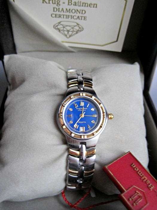 RETAIL: R10,098.00 Krug Baumen LADIES Regatta 4 Genuine Diamond Black Dial Two Tone Watch