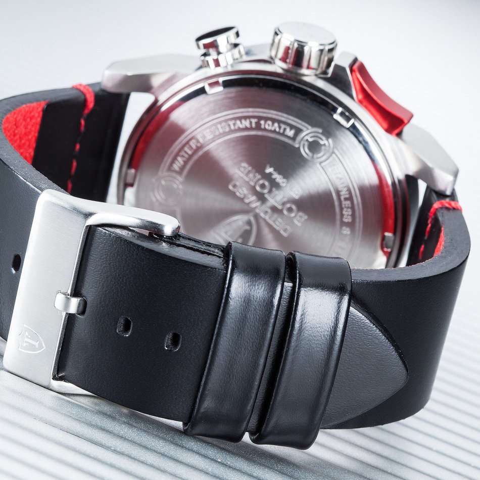 **NEW**DETOMASO BOTTONE Mens Watch Chronograph Stainless Steel Black Leather Strap  watch