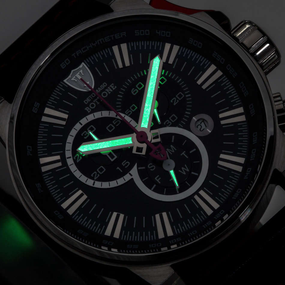 **NEW**DETOMASO BOTTONE Mens Watch Chronograph Stainless Steel Black Leather Strap  watch