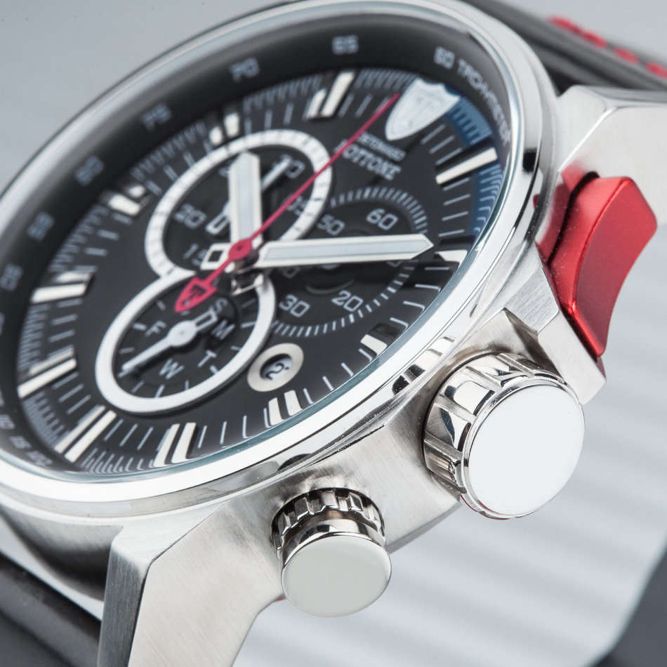 **NEW**DETOMASO BOTTONE Mens Watch Chronograph Stainless Steel Black Leather Strap  watch