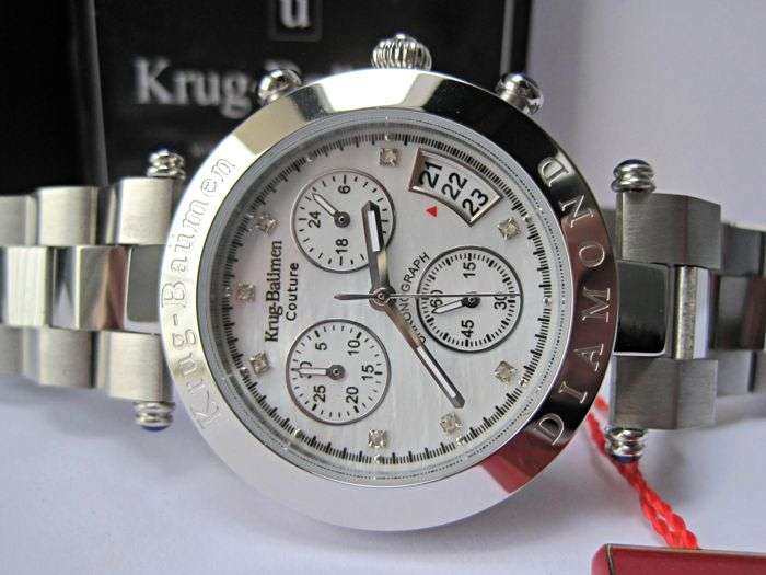 Retail: R12,748.82 Krug Baumen UNISEX Couture Chrono White MOP Diamond Rose Gold Watch RRP £650