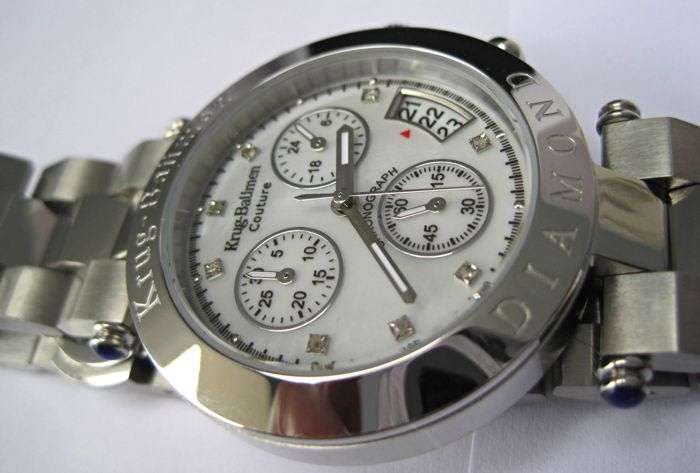 Retail: R12,748.82 Krug Baumen UNISEX Couture Chrono White MOP Diamond Rose Gold Watch RRP £650