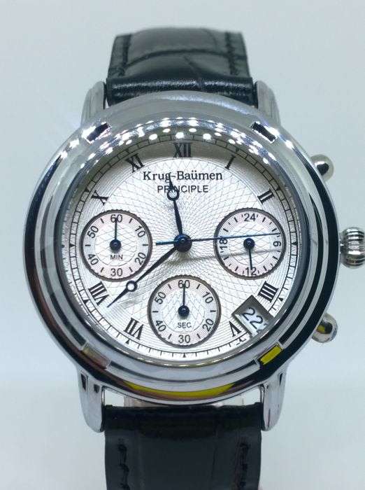 Brand new!!! Krug Baumen Ladies Principle Classic Black Leather Strap Steel Watch £490