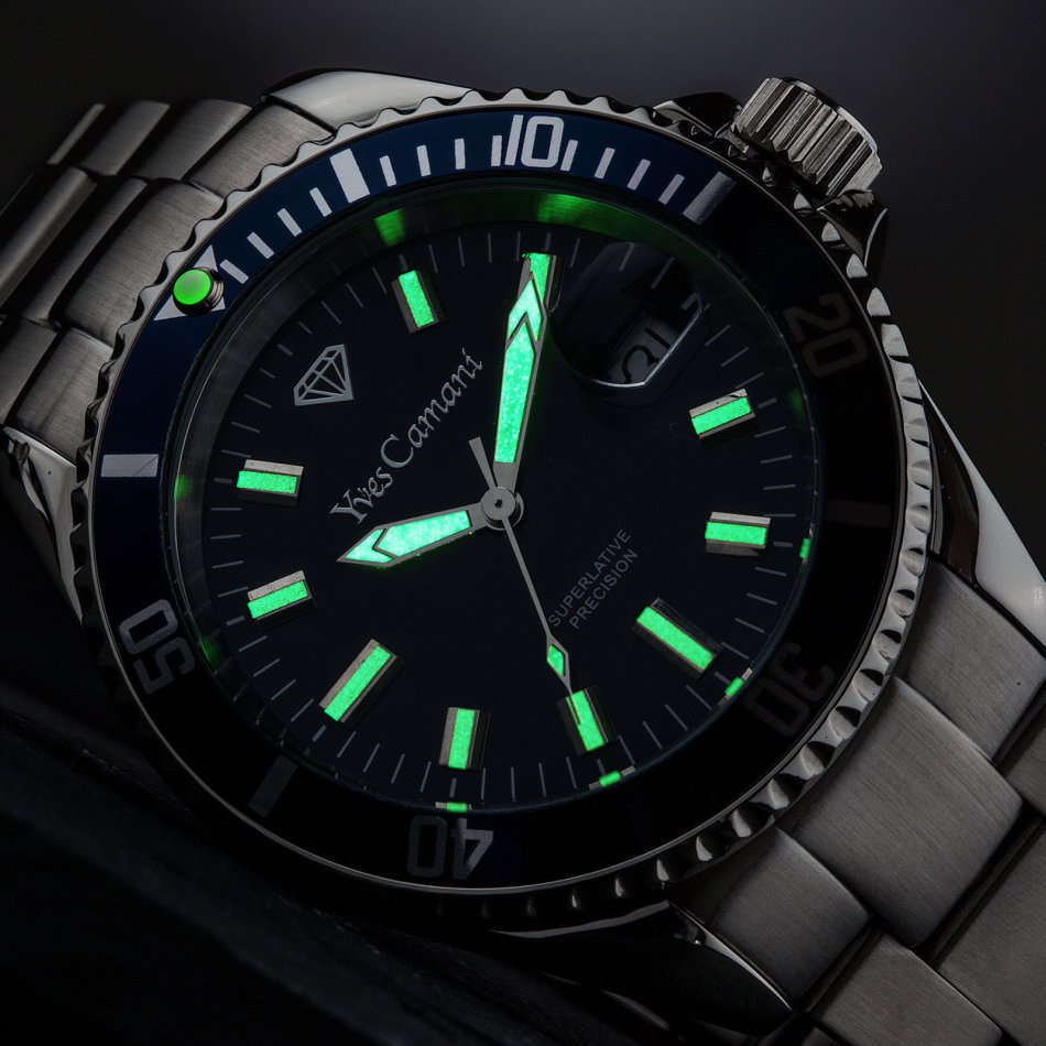 Yves Camani Anwen Mens Wrist Watch Stainless Steel Blue Dial Date 5 ATM Watch