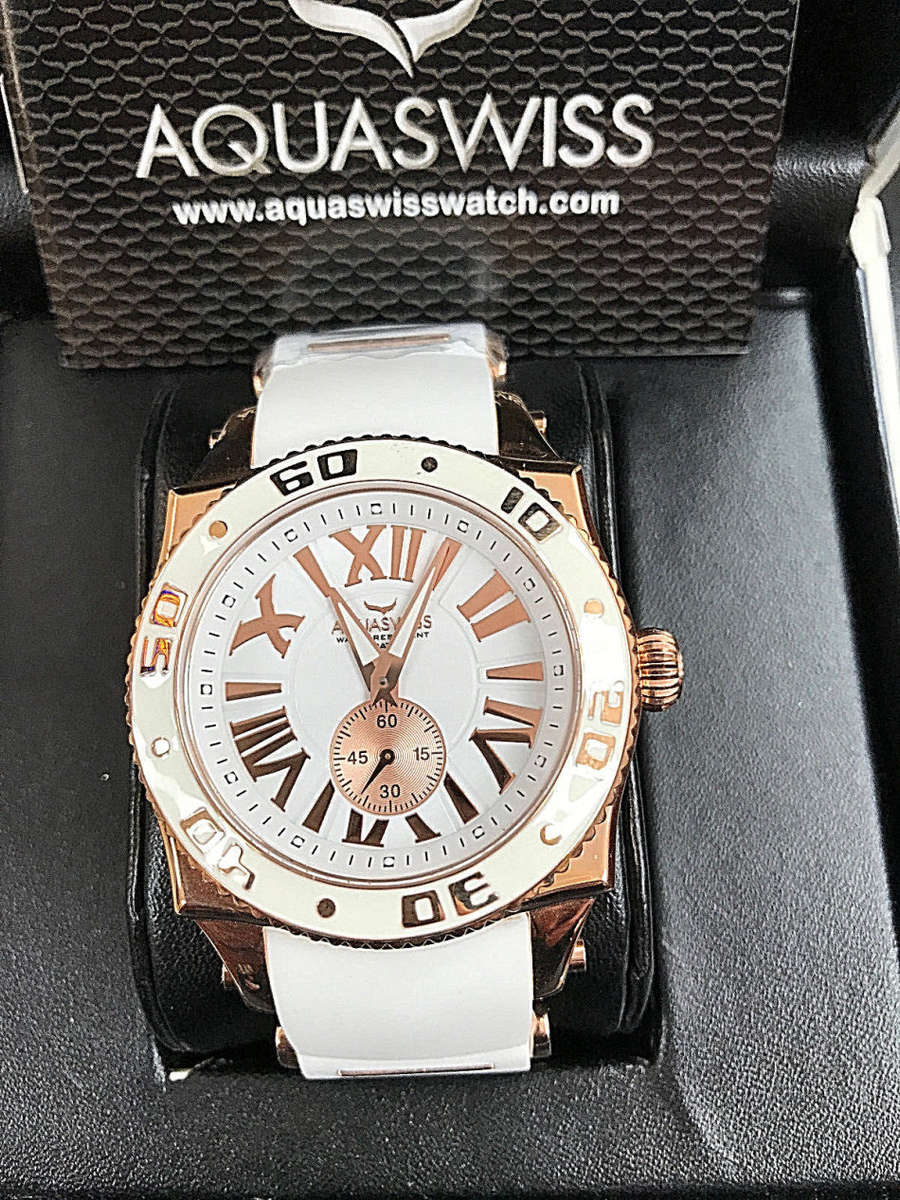 **Brand New** Aquaswiss Unisex Swissport G Silicone Watches - White/Rose Gold Retail: $825