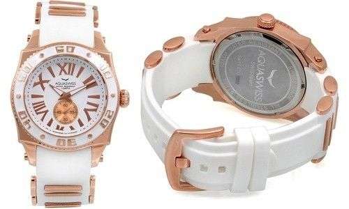 **Brand New** Aquaswiss Unisex Swissport G Silicone Watches - White/Rose Gold Retail: $825