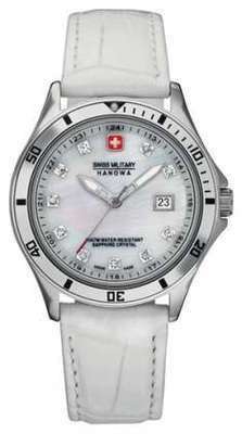 Swiss Military Hanowa Flagship Chronograph Watch with White Dial  and  Leather Strap