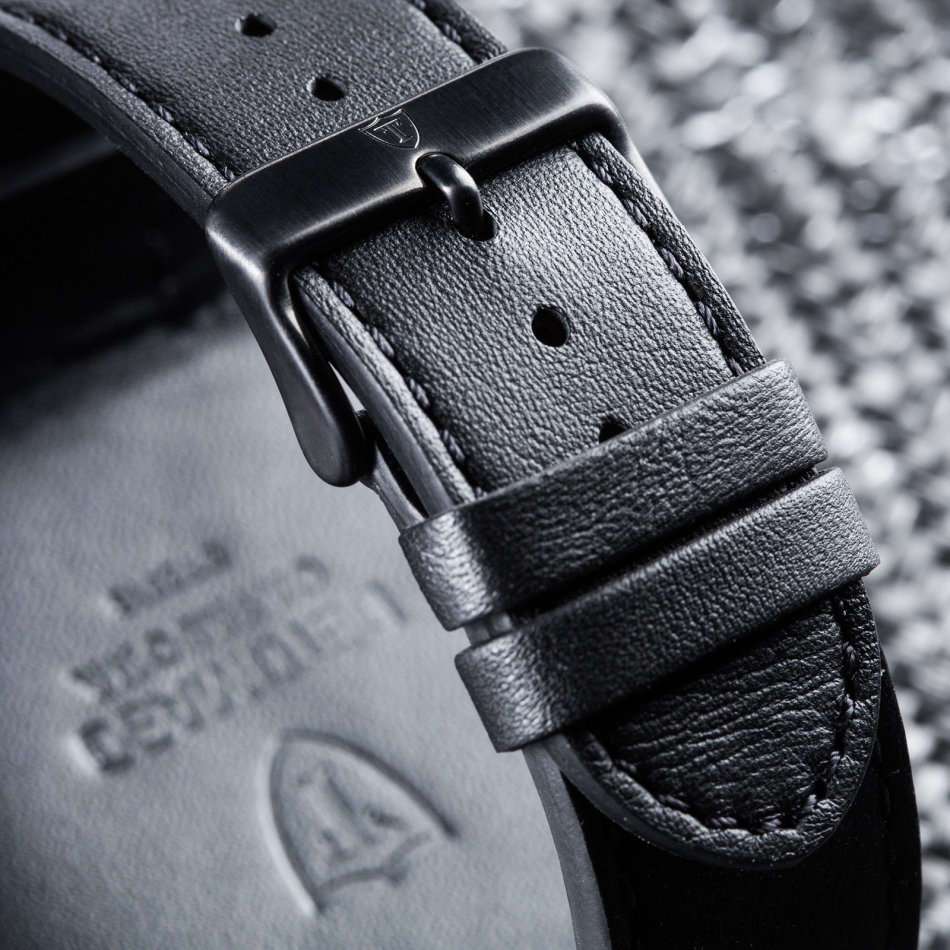 DETOMASO Casabona Mens Watch XXL Black Edition Multifunction Stainless Steel Black Leather watch