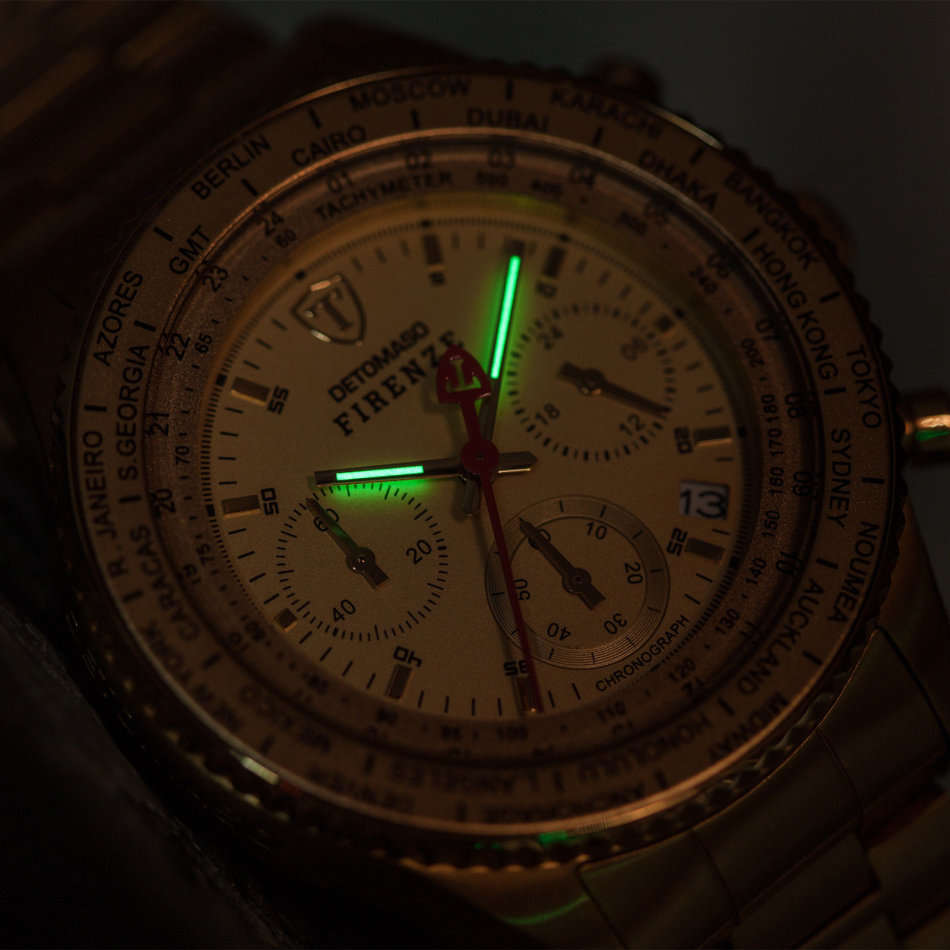 DETOMASO FIRENZE Mens Wrist Watch Chronograph Gold Plated Stainless Steel  watch