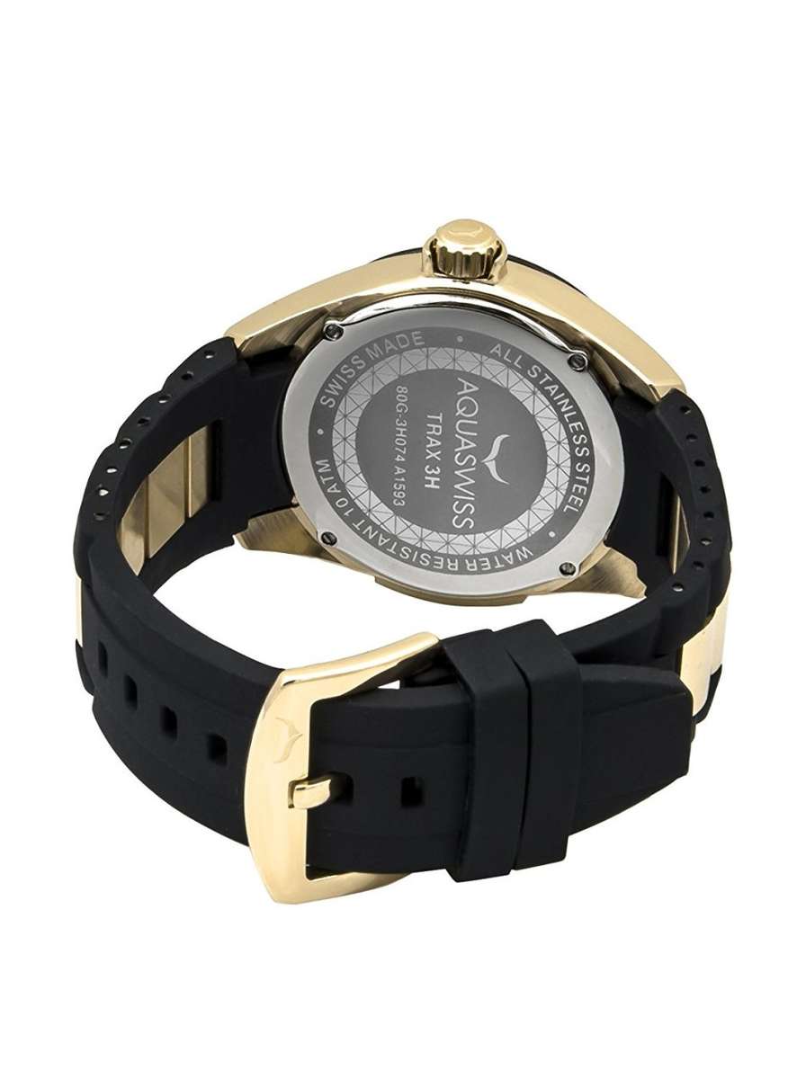 **Brand New**Aquaswiss Men's Trax 3H Watch: Black-Gold Dial Gold Retail: $1000 /R13000
