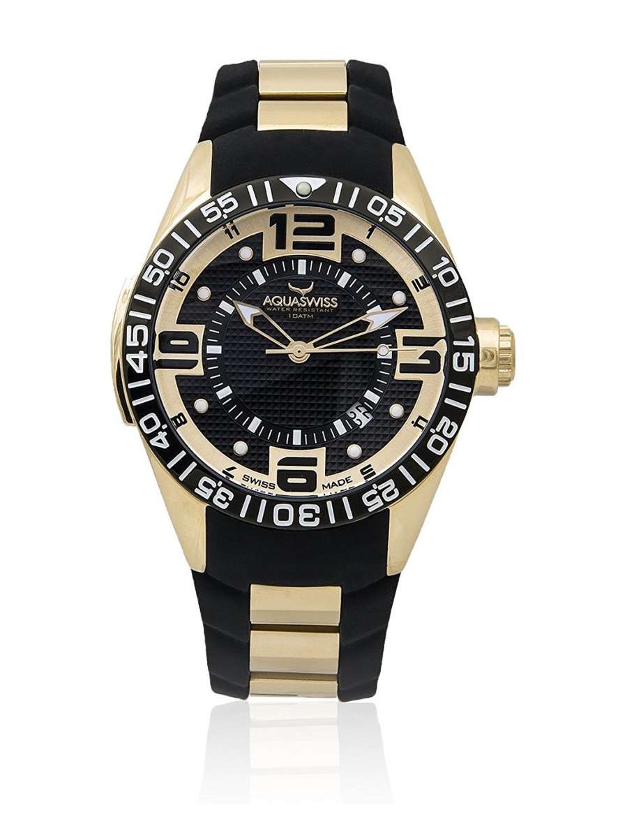 **Brand New**Aquaswiss Men's Trax 3H Watch: Black-Gold Dial Gold Retail: $1000 /R13000