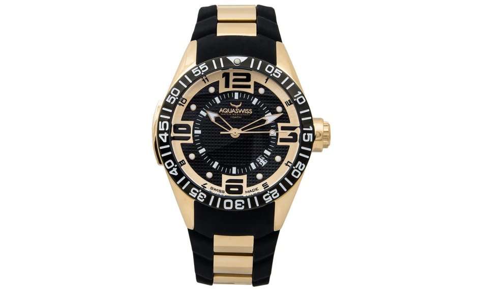 **Brand New**Aquaswiss Men's Trax 3H Watch: Black-Gold Dial Gold Retail: $1000 /R13000