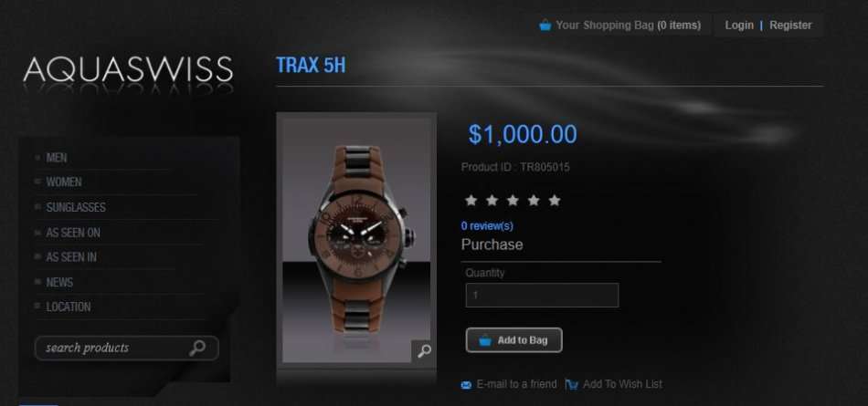 **Brand New**Aquaswiss Unisex Trax 5H Stainless Steel Brown Swiss Made Watch Retail: $1000 /R13,000