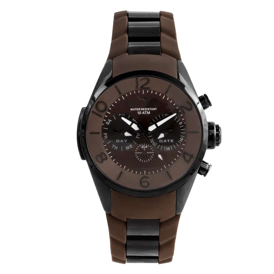 **Brand New**Aquaswiss Unisex Trax 5H Stainless Steel Brown Swiss Made Watch Retail: $1000 /R13,000