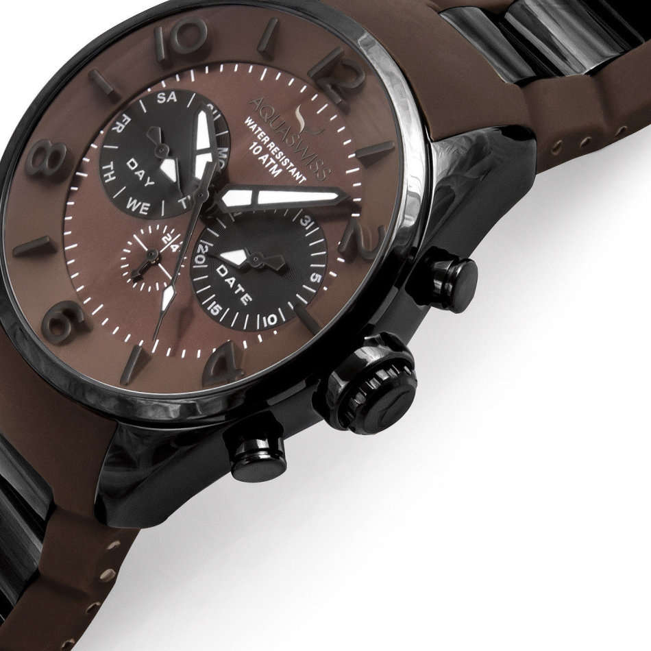 **Brand New**Aquaswiss Unisex Trax 5H Stainless Steel Brown Swiss Made Watch Retail: $1000 /R13,000