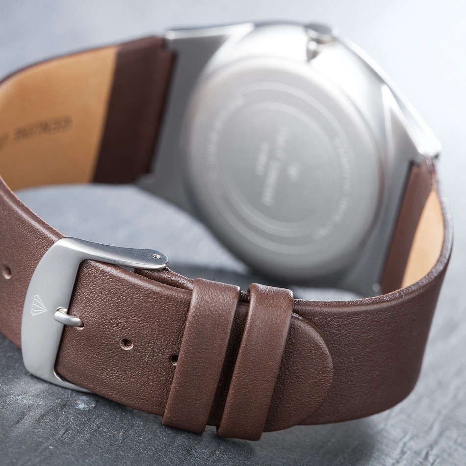 YVES CAMANI Louanne Ladies Watch Stainless Steel Brown Leather Date Display watch