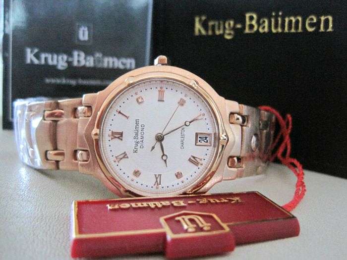 Retail: R10,503.00 Krug Baumen MEN Charleston 4 Diamond White Dial Rose Gold Watch