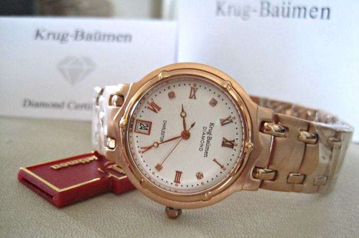 Retail: R10,503.00 Krug Baumen MEN Charleston 4 Diamond White Dial Rose Gold Watch